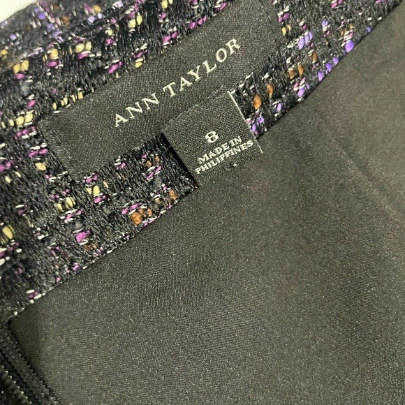 Ann Taylor Tweed Mini Skirt Womens 8 Wool Blend Back Zip Lined Textured - Picture 5 of 8